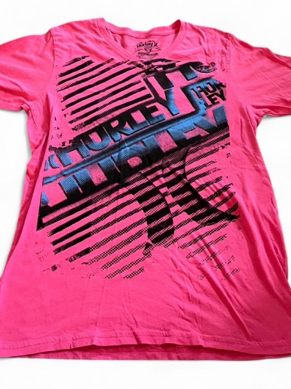 Women’s Y2K Vintage Hurley Skater Pink Graphic Shirt Size M